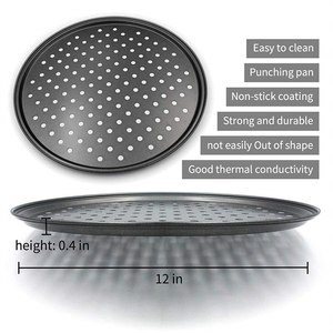 Plaque de cuisson perforée en acier au carbone antiadhésive pour pizza, plateau de four rond avec trous, support pour plats, outil de cuisson - Product Image 4
