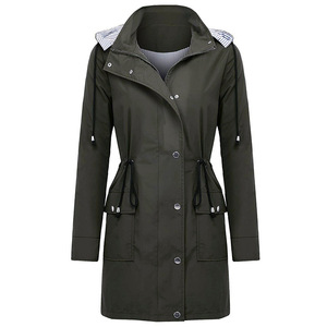 Outdoor Abbigliamento Casual Vita Con Coulisse Donne Cappotto Con Cappuccio <span class=keywords><strong>Impermeabile</strong></span> Vento Cappotto di Polvere - Product Image 3