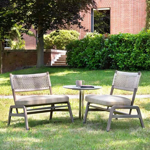 Sillas de Jardín para Exteriores, Muebles de Madera de Teca, Sillas de Bistró, Tejidas con Cuerda, Apilables, para Patio, Comedor, Restaurante - Product Image 4
