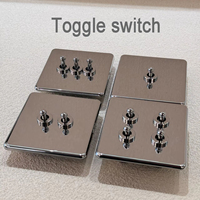 Interruptor de palanca moderno de 86 mm para pared, 1/2 GANG, panel de acero inoxidable, cromo espejo plateado, estándar del Reino Unido, 10A, con toma USB tipo C