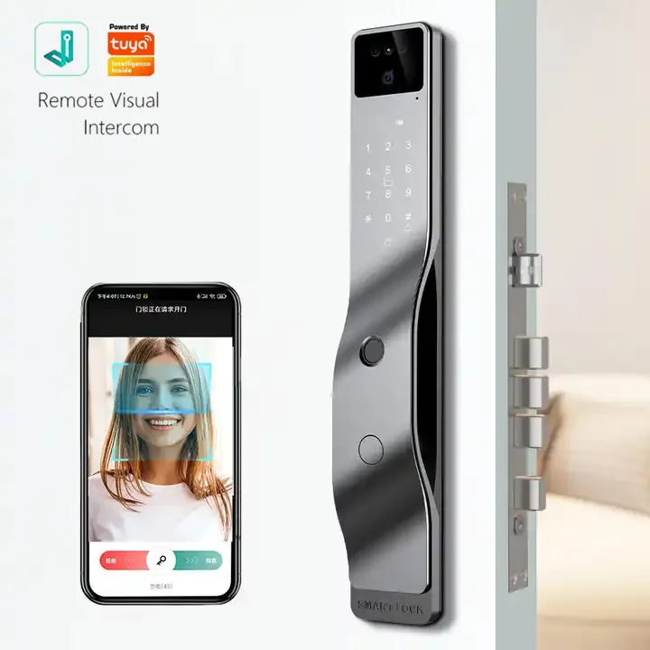 Serrure intelligente appel vidéo voix avec caméra interphone serrure de porte tuya app wifi empreinte digitale numérique électronique serrures intelligentes