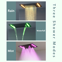 Douche de plafond encastrée 500*360mm à LED avec affichage numérique chaud/froid pour salle de bain, ensemble de douche intelligent pour toilettes