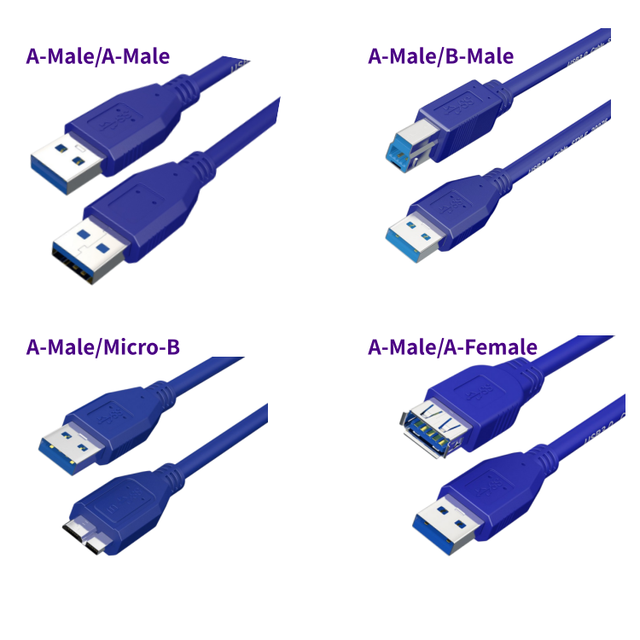 High Speed USB 3.0 a Male to B Male/Micro-B/A Female/A Male Data Charging Printer Cable