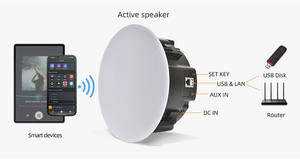 Haut-parleur de plafond WiFi BT AirPlay, DLNA Qubuz VTuner <span class=keywords><strong>Tidal</strong></span>, contrôle par application, haut-parleur de plafond actif pour home cinéma, son stéréo - Product Image 2