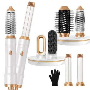 6 in 1 Blow Round Dryer Brush Curling Wand Hair Air Styling Tools Set with Massage Hot Air Brush Hair Dryer Brush