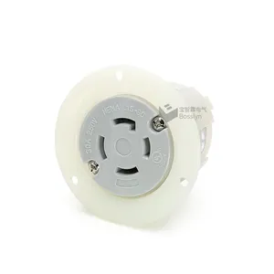 Nema L15-30 Twist Locking Flens Outlet 30A 250V, Industriële Handel, Aarding, Wit