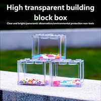 Mini aquarium supérieur en plastique transparent, écologique et non toxique, pour poissons Betta, conception modulaire en blocs, gain de place (1L), idéal pour bureau et chambre.
