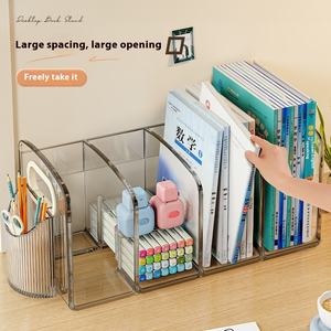 שקופים שולחן עבודה אקרילי שקוף ספר סטודנט פלסטיק עם מדף אחסון עבור ארגון קובץ ספר תמונה - Product Image 2