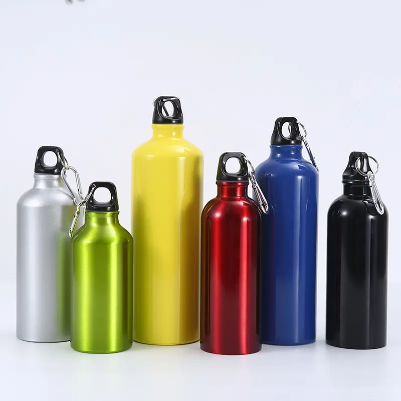 500ml 1L Aluminum Water Bottles With Carabiner For Sports