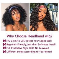 Perruque bandeau en cheveux humains bouclés Remy, sans gel ni colle, prix le plus bas, cheveux crépus bouclés