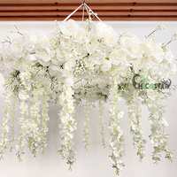 Vente en gros de roses artificielles suspendues souffle de bébé roses décoratives au plafond pour mariage couronne d'intérieur de 100cm avec caractéristiques d'arbre en herbe
