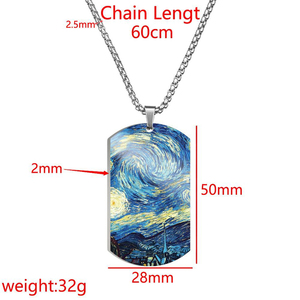 Collana con Ciondolo in Acciaio Inossidabile Vintage, Design <span class=keywords><strong>Notte</strong></span> <span class=keywords><strong>Stellata</strong></span> e Girasoli, Unisex, Ispirata a Dipinti Famosi Mondiali - Product Image 2