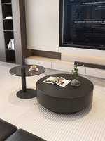 Table basse en pierre, style moderne, luxe léger, salon, maison, petit appartement, espace de rangement, pas d'assemblage requis, noir