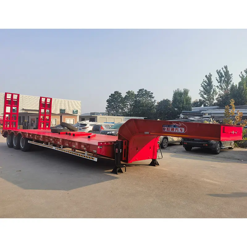 Snelle Verzending Yuetong Merk 80ton Lage Bed Oplegger Lage Bed Oplegger 3 As Lage Bed Oplegger Oplegger Te Koop In Dubai