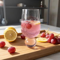 Verres à vin sans pied de couleur rose, gobelet à vin en cristal de luxe avec base en diamant pour les mariages, les anniversaires