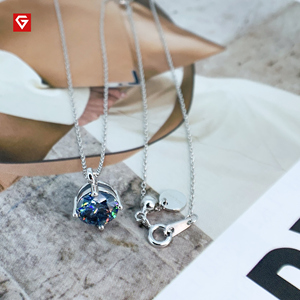 GIGAJEWE 1ct 화이트 골드 <span class=keywords><strong>9K</strong></span>/14K/18K 목걸이 8mm 라운드 컷 블루 컬러 Moissanite 목걸이, 골드 목걸이, 어머니의 날 선물 - Product Image 6