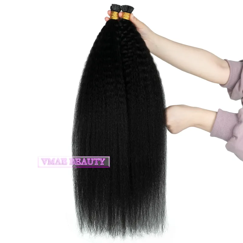 VMAE – extensions de cheveux humains vierges, cuticules alignées, pré-collées, I TiP kératine Curl, crépus lisses, Micro-lien, 100g