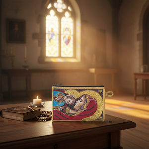 Cartera y Monedero Tejido con Diseño de la Virgen María y el Niño Jesús, Iconografía Cristiana, Regalo Católico - Product Image 3