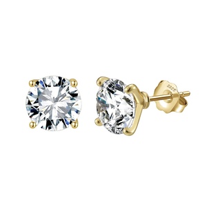 RINNTIN SMOE04 <span class=keywords><strong>Orecchini</strong></span> in <span class=keywords><strong>Argento</strong></span> Sterling 925 con Moissanite Taglio Rotondo a 4 Griffe VVS per Uomo e Donna - Product Image 6