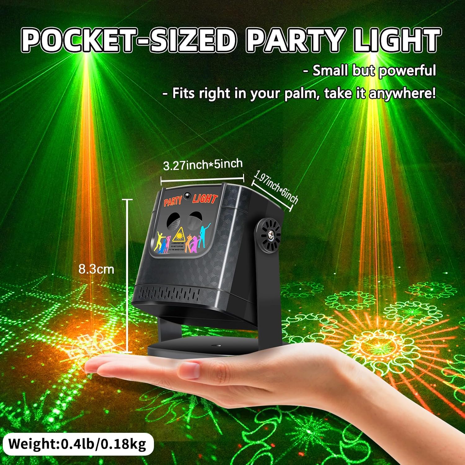 YSH Portable Xmas Lights - Sound Activated DJ Disco Ball Strobe Light for Christmas Birthday Wedding