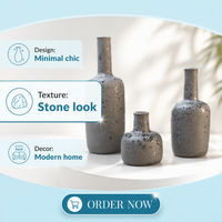 Ensemble de vases à fleurs en céramique gris rustique de style nordique, glaçure mouchetée, durable, pour mariage, centre de table, décoration de la maison
