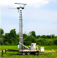 Tour télescopique galvanisée de 15 m, mobile, pour extérieur, temporaire, pour télécommunications sans fil, sur remorque, directement de l'usine