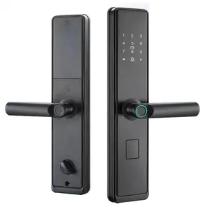 Mortise trava de porta com chaveiro, porta com impressão digital com chave, fechadura de impressão digital, carregamento usb preto