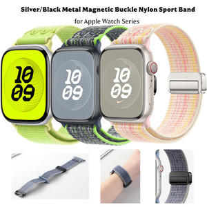 Bracelet en nylon à boucle magnétique pour <span class=keywords><strong>Apple</strong></span> <span class=keywords><strong>Watch</strong></span> 49 mm 46 mm 42 mm, bracelet réglable pour homme et femme pour iWatch Series - Product Image 1