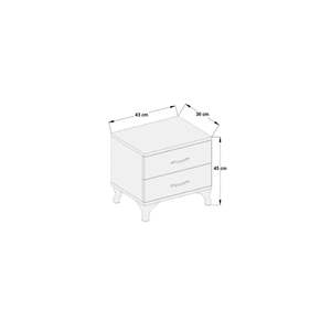 Table de chevet London White à 2 tiroirs, design moderne minimaliste en bois massif, design luxueux pour appartement, chambre à coucher, usage hospitalier - Product Image 2