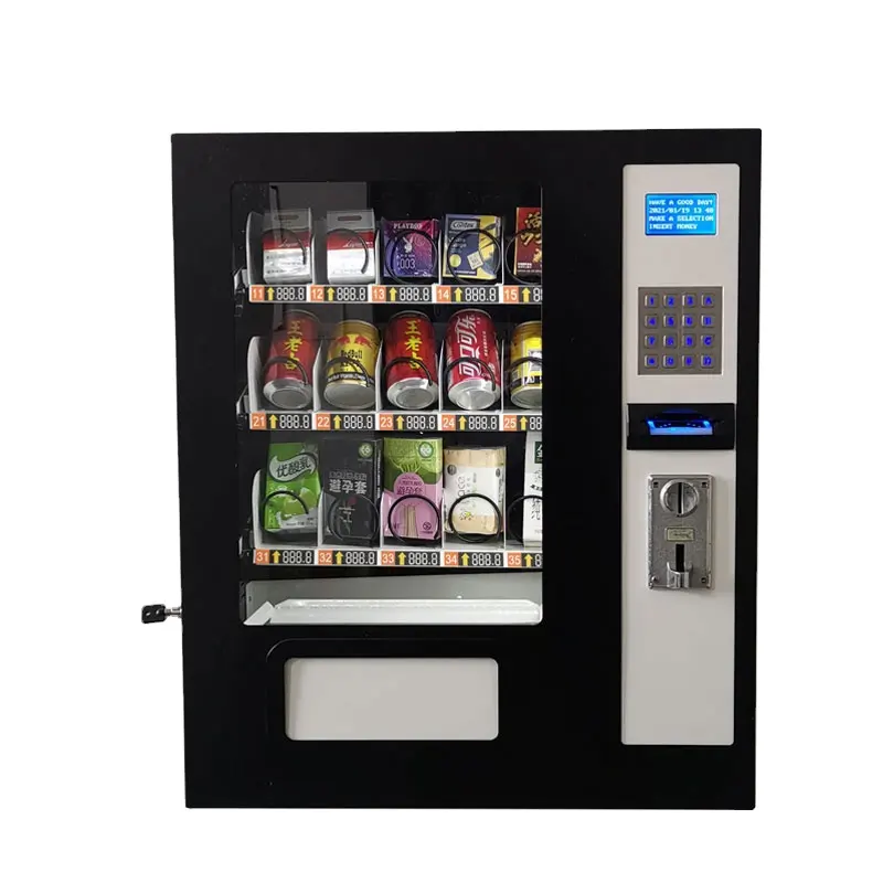Distributeur automatique de boissons mini canettes boissons collations pièces en espèces