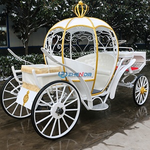 Horse Carriage Pink Color 4 Wheels Luxury Wedding Carriage <b>White</b> Pumpkin Carriage - Product Image 5
