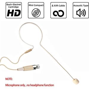 Beige Single Earhook Mini XLR Micrófono <span class=keywords><strong>de</strong></span> <span class=keywords><strong>condensador</strong></span> con cable <span class=keywords><strong>de</strong></span> 4 pines para <span class=keywords><strong>Shure</strong></span> Wireless TA4F Bodypack Transmitter - Product Image 2