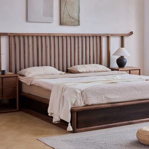 Nueva cama de madera de nogal negro de estilo chino, cama Retro Song <span class=keywords><strong>Dynasty</strong></span> Aesthetic1.5 metros de ancho, cama completamente neumática - Product Image 4