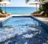 Mosaïque Moderne Mate Mouchetée 306x306mm Base Blanche avec Paillettes Colorées pour Carrelage de Salle de Bain et Villa