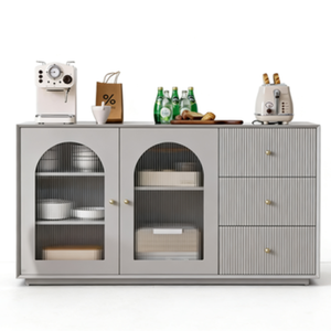 Aparador de Madera Maciza de Lujo Personalizable, Diseño Moderno y Minimalista, Grado E0, Dimensiones 805x1500x400mm, Color Gris Morandi/Marfil - Product Image 1