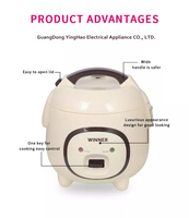 Cuiseur électrique domestique multifonction Mini marmite à riz en acier inoxydable antiadhésive ustensiles de cuisine 1,6 l
