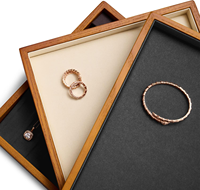 Plateau de présentation empilable en bois pour bijoux, organisateur, présentoir, porte-bijoux gris, plateau à bijoux en bois