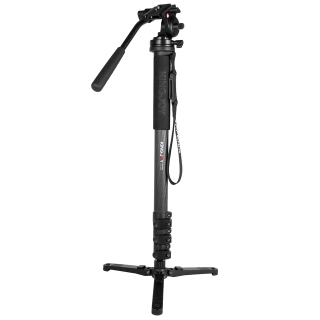 Kingjoy MP4208F+KH-6750 Waterproof 3 Way Carbon Fiber Flip Lock Monopod Selfie Stick with 2 Way Pan Head