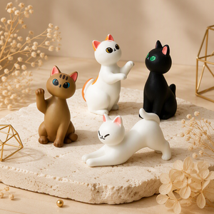 Colección de Figuritas de Resina de Animales en Poses: Gato de la Suerte que se mueve, se estira, se agacha y se sienta. Juguetes de Cápsula para Vending de Plastilina y <span class=keywords><strong>Slime</strong></span> para Amantes de los Gatos. - Product Image 1