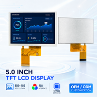 Module LCD TFT personnalisé de 5 pouces, résolution 800x480, rétroéclairage LED TN RGB 40 broches, luminosité 300 cd/m², écran tactile HMI de 5 pouces