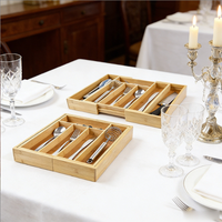 Organizador de Cubiertos y Utensilios de Cocina Multifuncional Expandible de Bambú, Moderno y de Lujo, para Cocina y Sala de Estar
