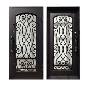 Porta d'<span class=keywords><strong>Ingresso</strong></span> in Metallo dal Design Americano Moderno, Prezzo Conveniente, Porta Esterna in Ferro Battuto con Vetro per Soggiorno, Camera da Letto, Hotel - Product Image 3