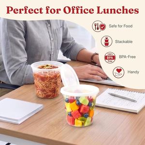 Recipientes de Almacenamiento de PP de 16 oz, Libres de BPA, con Tapas Herméticas, Apilables, Aptos para Microondas y Congelador, para Comida para Llevar, Preparación de Comidas, Comida Deli - Product Image 5