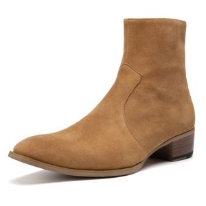Nouveauté Bottines <span class=keywords><strong>Chelsea</strong></span> de luxe pour hommes en cuir <span class=keywords><strong>nubuck</strong></span> fait main, hauteur de la cheville, fermeture éclair, design tendance automne hiver été - Product Image 1