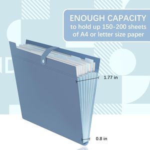 Thư mục mở rộng, hộp lưu trữ tập tin <span class=keywords><strong>A4</strong></span> 8 túi, văn phòng phẩm giấy cầm tay, màu xanh, Bán buôn với số lượng lớn. - Product Image 3