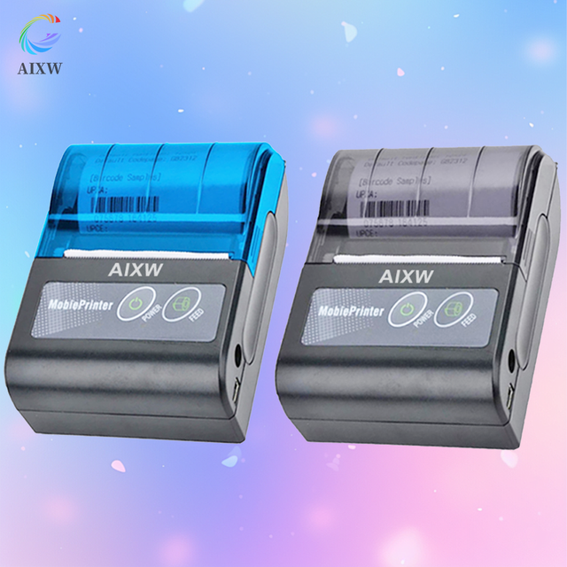 AIXW Mini 58mm Thermal Receipt Printer Support Android IOS Wireless Bluetooth 2inch With Big Rechargeable Battery