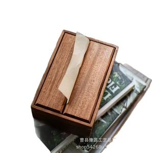Solid Wood Tissue Box Double Sided Storage For Living Room Home Study Tea Room Decorative <b>Ornament</b> - Product Image 2