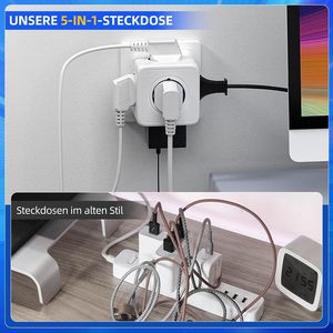 En Oferta: Enchufe Múltiple Sin Cable, Regleta de Enchufes Europeos, Adaptador de Enchufe 5 en 1 - Product Image 6