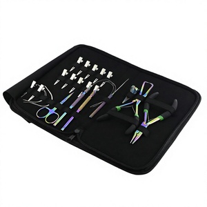 Wholesale Hair Extension Plier <b>Tool</b> Kit 12pcs Hair Sectioning <b>Clips</b> 4pcs Sew in Needles Styling Hook Loop Finger Cutting Scissor - Product Image 1