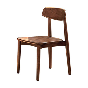 Chaise de salle à manger moderne en bois massif avec revêtement en cuir, design épée en noyer noir, mobilier pour la maison, le bureau, l'hôtel, la salle de bain - Product Image 4